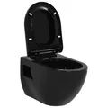 vidaXL Wand WC Keramik Schwarz Absenkautomatik Softclose Sitz Hänge Toilette
