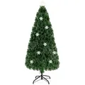 COSTWAY Künstlicher Weihnachtsbaum, mit 125 PVC Nadeln, 28 LEDs, Sternspitze grün Ø 81 cm x 180 cm
