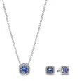 PANDORA Schmuckset für Damen Silber Funkelndes Quadrat Blau 68616