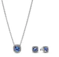PANDORA Schmuck Schmuckset für Damen Silber Funkelndes Quadrat Blau 68616
