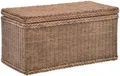 Krines Home Truhe Wäschetruhe mit Deckel Natur Rattan Truhe Aufbewahrung Rattantruhe (Wäschebox), mit herausnehmbarem Stoffinlett Truhenbank 80x40x40cm