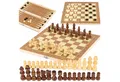 kinderplay Spielesammlung 3-in-1 Holz Brettspiel – Schach Dame Backgammon – Familien Spaß