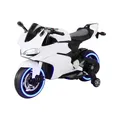 Kindermotorrad 1299SS, Elektromotorrad, Soft-Start, LED-Leuchten, Soundmodul, Stoßdämpfer, 70 Watt (Weiß)