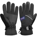 BRUBAKER Skihandschuhe Thermo Handschuhe für Ski Snowboard Wintersport (Winterhandschuhe für Herren und Damen, 1-St., Extra Warme Snowboardhandschuhe) Wasserdicht und Winddicht - Schwarz schwarz M-L