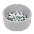 SELONIS Bällebad Bällepool Für Baby Kinder 70X30cm/150 Bälle Rund, Hellgrau: Weiß/Grau/Minze