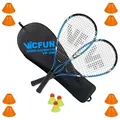 Victor VICFUN Speed-Badminton Set 100 Field (2xSchlĂ¤ger, 3xBĂ¤lle, 8xFeldmarker, 1xTasche) blau