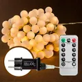 X4-LIFE 120 LED Kugeln Lichterkette mit Timer 3.6W, Warm-Weiß, 17 m, 8 Lichtmodi, Fernbedienung, Dekoration für Innen & Außen (Warm-Weiß)