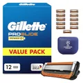 Gillette Proglide Power Rasierklingen Herren, 12 Original Ersatzklingen, Schwarz - Nassrasierer, 2X Gleitstreifen vor Und Nach Den Klingen für Unglaubliche Gründlichkeit Und Komfort