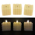3 LED Bubble Kerzen aus Echtwachs mit Timerfunktion in Creme, Beige - Candle