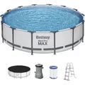 Steel Pro MAXTM Frame Pool Komplett Set mit Filterpumpe Ø 427 x 107 cm, lichtgrau...