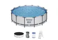 Bestway Framepool Steel Pro MAX™ (Set, Inkl. Filterpumpe, Abdeckplane & Sicherheitsleiter), Ø 427 x 107 cm