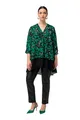 Ulla Popken Damen große Größen Übergrößen Plus Size Tunika, doppellagig, A-Linie, V-Ausschnitt, 3/4-Arm schwarz 46+ 827130130-46+