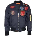 TOP GUN Bomberjacke im Pilotenstil mit Patches TG20191053 blau XXL