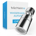 Bächlein Wasserhahn-Aufsatz in Chrom mit zwei Strahlarten - Drehbarer Wasserhahn-Luftsprudler für Küchenarmaturen