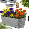 Blumenkasten 4er Set 11 Liter Montagehalterung Indoor Outdoor Geländerkasten Balkonkasten Pflanzkasten Farbwahl Grau - Casaria