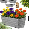 Casaria® Blumenkasten 4er Set 11 Liter Montagehalterung Indoor Outdoor Geländerkasten Balkonkasten Pflanzkasten grau