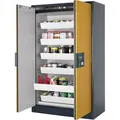 asecos Gefahrstoffschrank Q-Classic 90, 30017, mit 6 Auszügen, Feuerwiderstand Typ 90, gelb, (B/H/T) 120 x 196 x 62cm