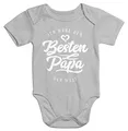 MoonWorks® Kurzarm Baby Body Ich habe den besten Papa der Welt Spruch Geschenk Bio-Baumwolle grau 3-6 Monate