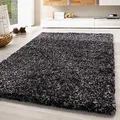 SIMPEX Teppich Wohnzimmer 140 x 200 cm Hochflor Teppich Anthrazit Moderne Einfarbig Meliert Design - Schlafzimmer Teppich Pflegeleicht Extra Weich Extra Flauschig - Carpet Living Room Deko