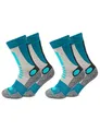 Occulto Damen Wandersocken 2er Pack (Modell: Gerlinde) Türkis-Grau 35-38