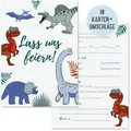 Things of Happiness 10 Einladungskarten zum Kindergeburtstag Dinosaurier-Party by Geburtstagseinladungen Dinos mit Briefumschlägen | Einladung zum Geburtstag für Kinder Mädchen Junge (Dinosaurier)