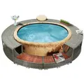vidaXL Whirlpool-Umrandung Grau Poly Rattan