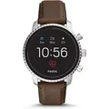 Fossil Explorist HR 45 mm silber am Lederarmband braun [Wi-Fi, 4. Generation]