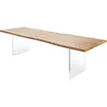 DELIFE Esstisch Edge, Akazie Natur 300x100 XL Glas Live-Edge Esstisch beige Baumkante Rechteck, Plattenstärke: 5,5 cm | 300 cm x 77 cm x 100 cm