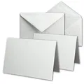 DIN B6 Karten-Set aus 25 Klapp-Karten blanko mit 25 Brief-Umschlag und 25 Falt-Blatt - Struktur-Leinenpapier - Vintage Grußkarten-Set - von Ihrem Glüxx-Agent