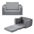 VEVOR Kindersofa Kindersessel Mini Couch 2 in 1 mit Armlehnen M Ausklappbar Grau