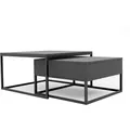COUCHTISCH quadratisch Schwarz, MDF Tischplatte, Rahmen Schwarz
