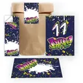JUNAPACK Einladungskarten Graffiti zum 11. Geburtstag Einladungen Karte mit Umschlägen Mitgebsel, Mitgebsel Set mit Graffiti für Kinder zum elften Geburtstag
