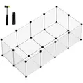 SONGMICS Kleintierkäfig, L-XXL, Freigehege, mit Bodenplatten, 20 Platten, DIY weiß 73 cm x 143 cm x 46 cm