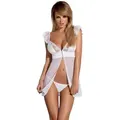 Obsessive Negligé Chemise Feelia Braut Babydoll Nachthemd mit String, weiß weiß