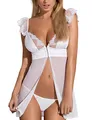 Obsessive Feelia Babydoll Nachthemd Mit String Für Damen,Größe S/M,Weiß