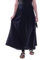 Vishes Alternative Bekleidung - Damen Maxi-Rock 100% Baumwolle Casual elastischer Bund mit Kordel-Zug schwarz