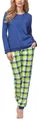 Cornette Schlafanzug Damen Schlafanzug Zweiteiler Pyjama Langarm mit Rundhals Baumwolle 634, Jeans (Meggie)