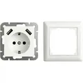 USB Schutzkontakt Steckdose 2 x USB Anschluss 2800mA Unterputz Modell 55 mit Rahmen reinweiß glänzend - Weiß