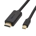 Amazon Basics Mini DisplayPort auf HDMI Kabel, mit vergoldeten Anschlüssen, unterstützt nahtloses Digital-Audio und Full HD-Auflösung, 1.8 m, Schwarz