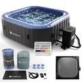 JUSKYS® Whirlpool SpaLuxe – Aufblasbar, Outdoor & Winterfest, 130 Sprudeldüsen, 3000W, PVC laminiert, Grau/Blau