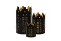 Spetebo Windlicht Metall Weihnachts Windlicht rund 3er Set - Skyline (Set, 3 St., 3-teilig), Winter Tisch Deko Laterne Kerzen Halter
