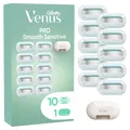 Gillette Venus Pro Smooth Sensitive Rasierklingen Damen, 10 Original Ersatzklingen für Damenrasierer, Nassrasierer Damen für Empfindliche Haut — Inkl. Reiseschutzkappe 10 Klingen + Schutzkappe