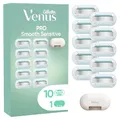 Gillette Venus Pro Smooth Sensitive Rasierklingen, 10 Original Ersatzklingen, Türkis - Damenrasierer, Klingen für Nassrasierer Damen für Empfindliche Haut, Inkl. Reiseschutzkappe