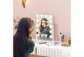 HOMCOM Kosmetikspiegel mit 3 Farben, 12 LED-Lampen und Telefonhalterung, 360° drehbar (Spiegel, 1-St., LED-Schminkspiegel), Metall, Weiß