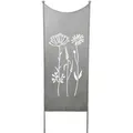 Stele Metall grau Sichtschutz "Wildblume" Windschutz Dekowand B50,5cm H165cm Deko - Grau