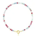 Fcnjsao Bunte Perlen-Halskette, handgefertigt, verstellbare Halskette, modischer Halsschmuck, Charm-Halskette, Geschenk für Damen, Stein