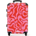 NoBoringSuitcases.com® Großer Koffer - Rosa mit rotem abstraktem Muster - Kombinationsschloss TSA - Hartschalen Trolley 4 Rollen - 72 liter - Rei... - Bunt