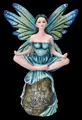 Elfen Figur meditiert auf Stein - Yogastudio Fantasy Feen Deko Meditation H 20cm