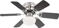 Deckenventilator Deckenlampe Zugschalter Ventilator Rechts Linkslauf, 3 Geschwindigkeitsstufen, Flügel wendbar graphit buche, 1x E27, DxH 76 x 28 cm
