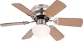 Flacher Deckenventilator mit Leuchte und Zugschnur UGO 76 cm Buche / Graphit